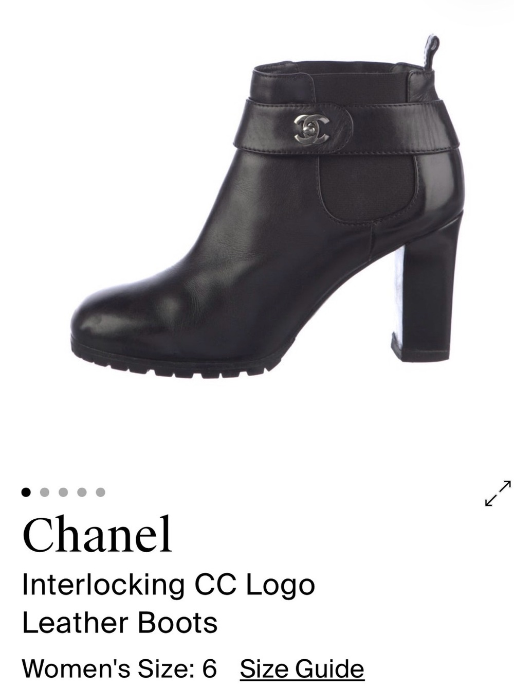 CHANEL Black Leather Ankle Booties with CC Logo Strap